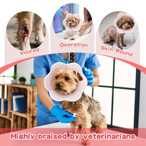 Soft Dog Cone Collar Alternative for Medium Dogs(Small&Medium Dachshund Beagle Shiba lnu), Adjustable Protective Dog Recovery Cone, Elizabethan Comfortable Neck Pillow Cone After Surgery Anti Licking