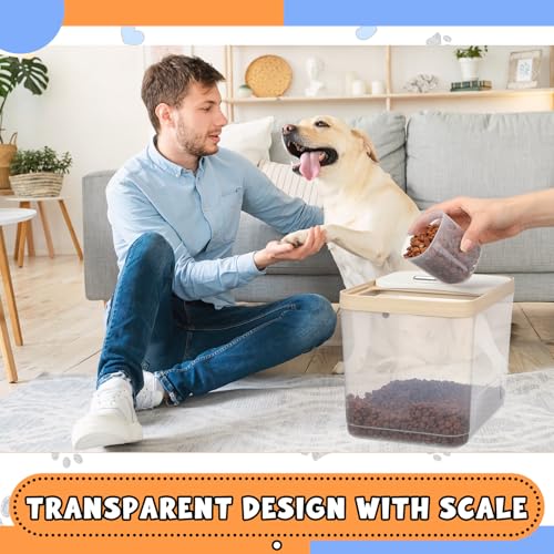 Teenyyou 2 Pack Airtight Dog Food Storage Container, Up to 10 Lbs, Pet Cat Food Container Clear Storage Bin with Measuring and 2 Scoops for Dog Cat Bird and Other Pet