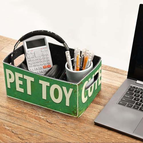 Storage Baskets Felt Foldable Storage Cube Shelf Bins Organizer Box for Kids Toys Office Bedroom Closet Babies Nursery 2-Pack (Cute Pet Toy Green) - color: Cute Pet Toy Green
