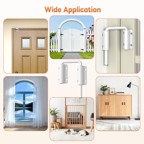 Upgraded Sliding Door Loop Lock, Gate Latches, White-2PCS | 90/180 Degree Patio-Security U-Bolt Latch Lock for Barn Door, Closet, Fence, Window, Multi-Angle, Aluminum Alloy - color: White-2PCS