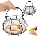 Wire Egg Basket for Gathering Fresh Eggs Holder,Holds About 20 Large Eggs | Retro Handle Egg Gathering Basket,Metal Eggss Holder Countertop,Farmhouse Eggs Storage Container for Farmhouse (Black) - color: Black