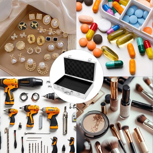 11.8 Inch Aluminum Tool Box Portable, Lockable Handle Portable Medicine Chest Organizer Aluminum Briefcases for Men Women-11.8x3.15x6.7in (30x8x17cm)