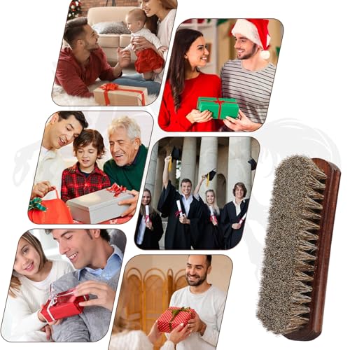 100% Horsehair Brush Professional Premium Horsehair Shoe Brush Dauber Applicators for Leather Shoes Boots Coats Purses Soft Horsehair with Curved Wood Handle for Grip Leather Shine Polish (3pcs) - style: 7" Brush 3pcs