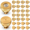 20 Pack Brass Misting Nozzles with 10 Pack Brass End Plugs, 0.02"/0.4mm Orifice 10/24 UNC Thread Replacement Misting Heads for Outdoor Cooling System, Ideal for Patio, Horse Barn, Dust Control