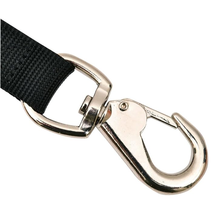 Jeffers Livestock Nylon Bucket Strap 24" – Heavy Duty Trigger Snap Hook for Hanging Water Buckets, Feeders, Hay Bags – Easy Use Fence Rail Loop for Barn, Horse, Goat, Dog, Stable, Tack - Black - color: Black