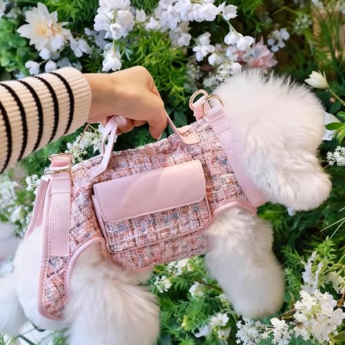 Dog Lift Harness Backpack for Small Dogs Cats, Adjustable Straps Dog Sling Carrier Full Body for Hiking, Travel, Outdoor – Pink Large - size: Large(10-12LBS)