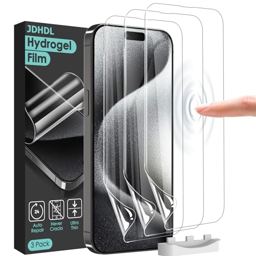Screen Protector [3 Pack Soft Hydrogel Film for iPhone 15 Pro/15, Upgraded Non-breakable Flexible TPU] - size: iPhone 15 Pro/15 (6.1")