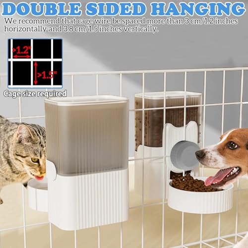 kathson Rabbit Gravity Auto Feeder Set 35oz Hanging Automatic Food Water Dispenser Cage Automatic Feeder Set for Rabbit Chinchilla Guinea Pig Hedgehog Ferret Kitty Puppy (Grey) - color: Gray