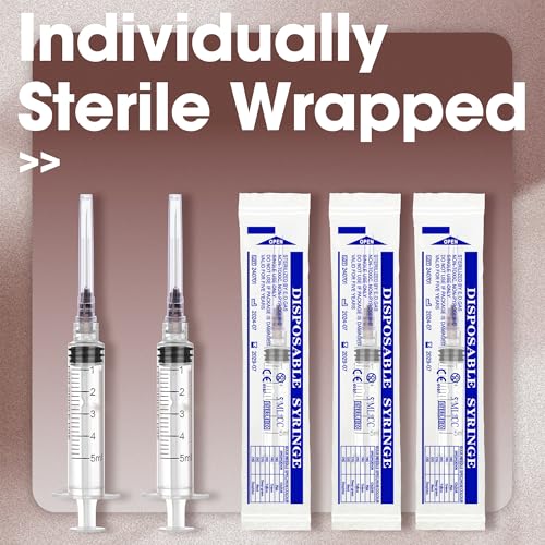 5mL/cc Disposable Luer Lock Syringe 22G 1.25 inch for Lab Use, Individually Wrapped, Pack of 50 - style: 5ml-22G-1.25" (Luer Lock)