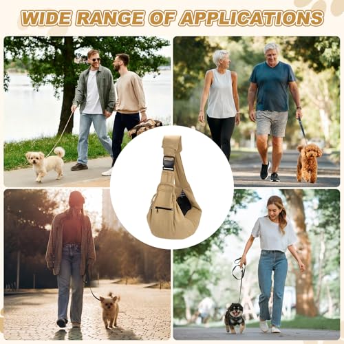 Dog Sling Carrier for Small Dogs and Cats Up to 16.5 Lbs, Breathable with Shoulder Pad Pet Crossbody Shoulder Bag, (Khaki, 1 Pcs) Intended for Outdoor/Camp/Travel - color: Khaki