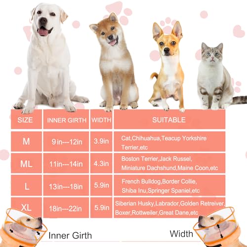 Inflatable Dog Cone Collar for Large Medium Small Dogs, Soft Dog Donut Collar Adjustable Recovery Cone for Pets After Surgery, Extra Enhanced Anti-Licking Guard Shield for Pets (X-Large, Orange) - color: Orange, size: X-Large