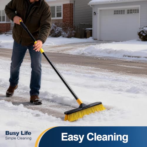 Yocada 18 Inch Push Broom Heavy-Duty Outdoor Commercial Broom Brush | Stiff Bristles for Cleaning Patio Garage Deck Concrete Wood Stone Tile Floor 65.3 inch Long