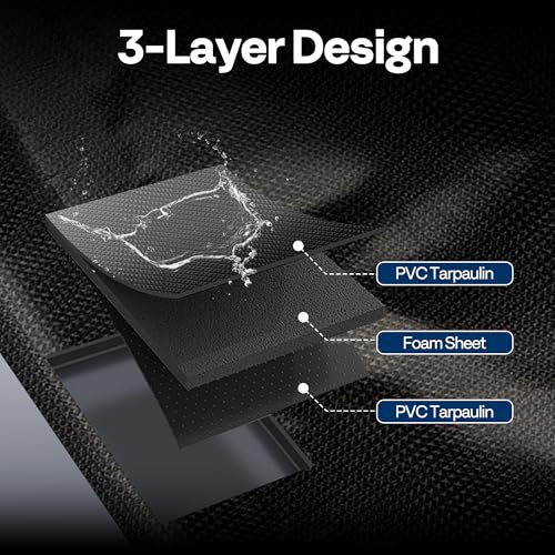 VIVOHOME Containment Mat (7'9" x 18') with Stay Put Corner, Black | PVC Garage Floor Mats, Heavy Duty Garage Parking Mat with a Squeegee - color: Black, size: 7'9" x 18'
