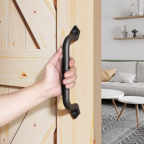 10" Barn Door Pull Handle, Gate Handles, Rustic Black Aluminum Grab, Easy Install