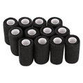 12 Rolls Self Adhesive Bandage Wrap, Cohesive Bandage 4 inches x 5 Yards, Sports Wrap Tape, Also for Horses & Dogs as Breathable Vet Wrap (Black) - color: Black