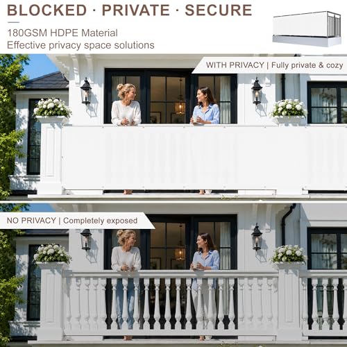 SUNNY GUARD 2.5' x 5' Balcony Privacy Screen, HDPE Patio Railing Cover Fence - color: White, size: 0 2.5' x 0 5'