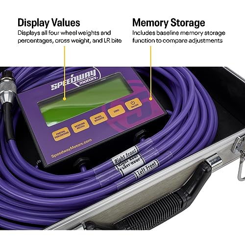 1 Weigh Electronic Racing Scale, 6,000 lb Capacity, 15x15 Pads | Shows Wheel Percentages, Cross Weight and LR Bite, Baseline Memory, Includes Cables and Storage Case