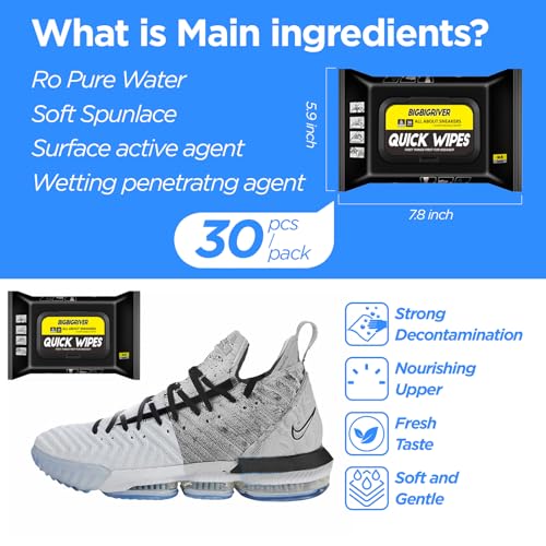 Shoe wipes 2 Pack 60 Pcs Sneaker Wipes Cleaner Quick Wipes Travel Portable Removes Dirt, Stains