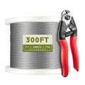 300FT 1/8" Stainless Steel Cable, 7x7 Wire Rope | Marine-Grade T316 SS, High Strength, Flexible for Deck Cable Railing System Kit, DIY Balustrades, Comes with a Cutter - size: 300 ft
