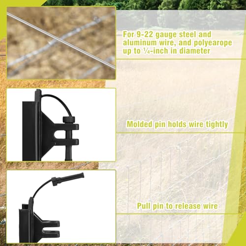 Yaocom 50 Pack Wood Post or T-Post Insulator Pin-Lock Nail-on Electric Wire Fence Insulator for High Tensile Ranch Farm and Property Fencing No Screws Included