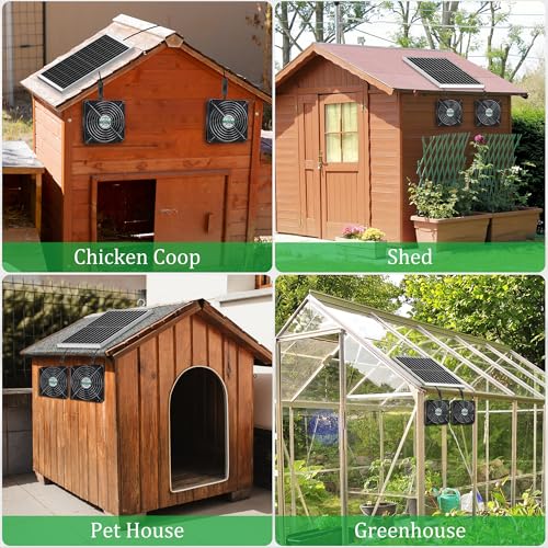 blessny Waterproofed 5.5" Solar 2 Fan Kit for Outside Intake or Exhaust air | 25W Solar Powered Fans for Chicken Coops, Greenhouses, Shed, Pet House Air Ventilation - size: 5.5" 2 Fan Kit