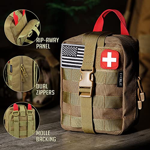EVERLIT 250 Pcs Survival First Aid Kit | IFAK Outdoor Survival Kit Emergency Kit For Camping Hiking Hunting Earthquake Emergency Preparedness - color: Camo