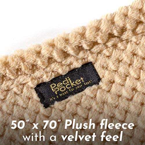 PediPocket 50"x70" Cozy Cappuccino Foot Pocket Blanket Plush Fleece Non-Electric - color: Cozy Cappuccino