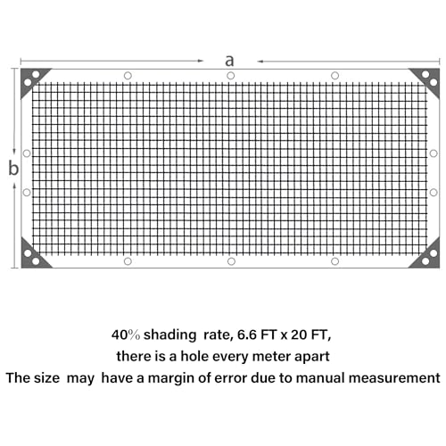 winemana Black Shade Cloth 40%, 6.6x20 FT Mesh Tarp - Garden Shade for Greenhouse, Patio, Vegetables, Plants Cover and Chicken Coops, Sun Shade Net for Outdoor Protection with Reinforced Grommets - size: 40%-6.6 FT x 20 FT