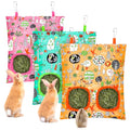UPINS 3Pack Guinea Pig Hay Feeder Bag,Bunny Rabbit Cage Bag Hanging Holder | Guinea Pig Cage Feeder,for Bunny Rabbits,Chinchillas,Hamsters,Small Pets,and Animals - color: Orange Green Pink
