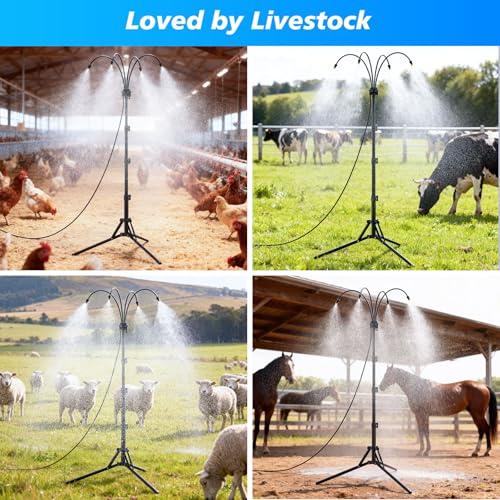 Standing Misters for Outside Patio - Adjustable Height Stand Misting system for Cooling Outdoor, 26.5FT Portable Water Mister for Garden Backyard BBQ Party Tanning Pool Beach Cooling & Water Playing