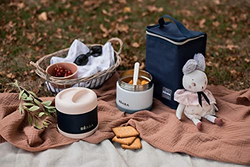Beaba Stainless Steel Insulated Food Jar 16 oz, Kids Thermos, Lunch Containers, Leakproof, Wide Opening, Suitable for Hot and Cold Foods (Cloud) - color: Cloud