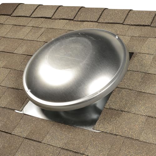 GAF 1250 CFM Power Roof Mount Attic Fan – ERV5 – Energy-Efficient Design, Galvanized Steel, Optional Humidistat – Mill Finish – Attics Up to 2800 sq ft - color: Mill
