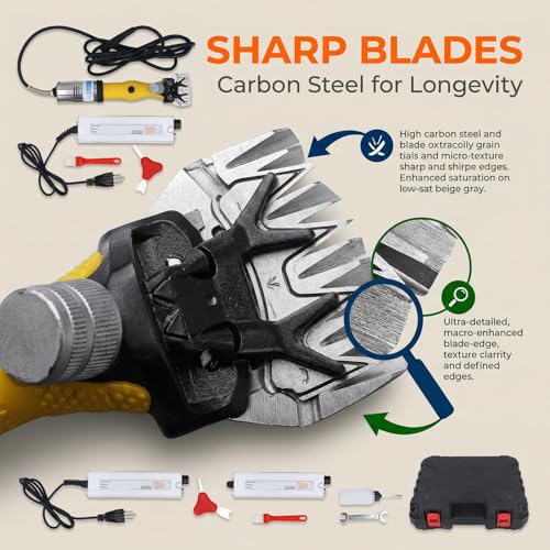 Naroote Electric Sheep Shears, Professional Goats Clippers with 3000RPM, Carbon Steel Blade, Non Slip Handle, Low Vibration & Powerful Motor for Sheep, Alpacas, Goats (US Plug 110V)