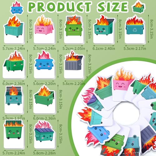 Yinder 24 Pads Fun Sticky Notes Kawaii Dumpster Fire Memo Pad Bulk | Cute Animal Cartoon Designs, Self Adhesive Tabs, Gift for Back to School Veterinary Office, Party Favor Supplies - style: Dumpster