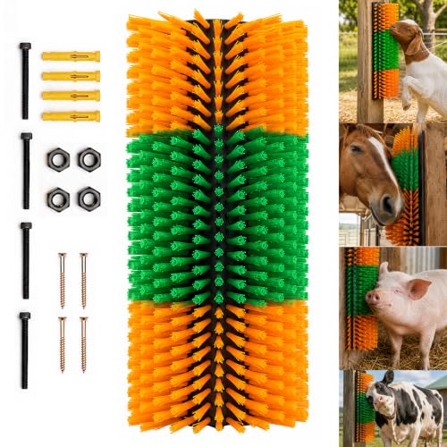 Livestock Scratching Brush 1-Pack — Cattle Horse Goat Pig Sheep Grooming Post, High-Visibility Animal Scratcher, Stress Relief Goat Toys for Summer Itch & Shedding - color: Yellow-1PCS