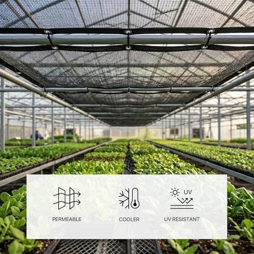 ColourTree 50% Black Shade Cloth, 8FT x 10FT Mesh Tarp, UV Resistant Netting with Upgrade Grommets for Plant Cover, Greenhouse, Chicken Coop, Barn, Kennel, Garden (We Make Custom Size)