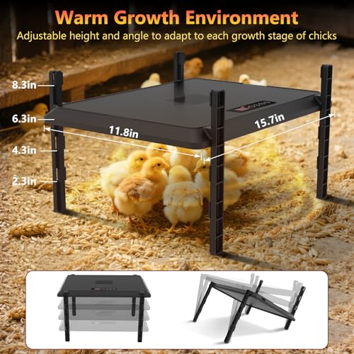 Smart Chick Brooder Heating Plate, Chicken Coop Heater, 75W Brooder Heater with Timer & Adjustable Thermostat, Radiant Heat Panel for Poultry, Energy-Efficient, UL-Compliant