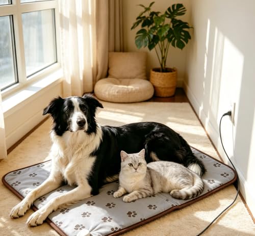 Puppy Heating Pad for Whelping New Born Dog Heated Bed,Heated Puppies Bed,Pet Heated Cat Bed,4 Auto Shut Off Timer,9 Level Heater Large 34x21 in