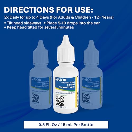MAJOR Earwax Removal Drops with 6.5% Carbamide Peroxide, 0.5 Fl Oz (1-Pack) | Helps Soften, Loosen, and Remove Excess Earwax, Gentle & Safe Earwax Removal Aid for Adults & Children 12+ - size: 0.5 Fl Oz (Pack of 1)