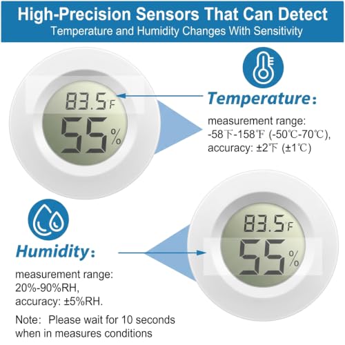Weewooday 20 Pcs Mini Hygrometer Thermometer Digital LCD, White | Monitor Indoor Outdoor Room, Humidity Meter Temperature Gauge for Greenhouse Garden Reptile Incubator Cellar,℉ or ℃ - size: White