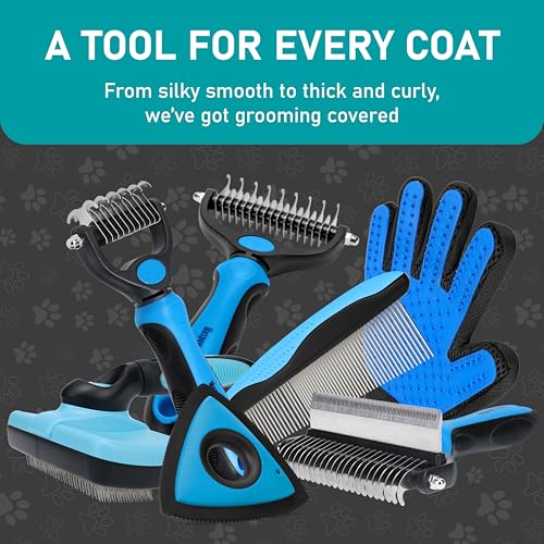 Maxpower Planet Pet Grooming Brush - Double Sided Shedding and Dematting Undercoat Rake Comb for Dogs and Cats,Extra Wide (C2 - Brush & Comb, Large) - color: BA - Brush & Comb, size: Large