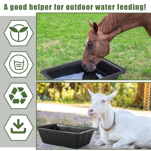 Sadnyy 3 Pcs Rubber Feeder Pan, Horse Feed Bucket Rubber Feed Pan Large Utility Heavy Duty Horse Trough Feeder for Goats Horses Livestock Animal Feeding (10.56 Qt/ 2.5 Gallon) - size: 10.56 Qt/ 2.5 Gallon