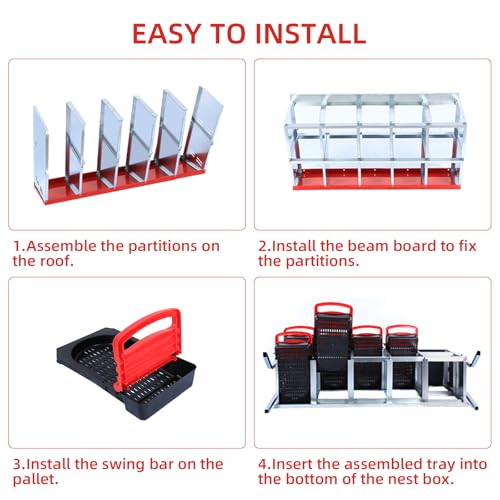 Chicken Nesting Box, 10 Compartment Roll Away Nesting Box for Eggs, Chicken Laying Box with Egg Collection, Cleanable Pull Out Hen Roosting Boxes ﻿