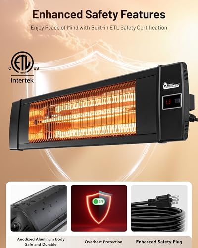 DR. INFRARED HEATER Portable Infrared Indoor and Outdoor Space Heater for Patio, Garage, Commercial & Residential With Remote Control, Without Thermostat, Black - size: 35 Inches