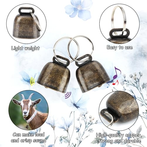 2 Pack Goat Collars with Bells, Floral Adjustable Nylon Collar Set | Adjustable Nylon Collar & Sheep Grazing Copper Bells for Small Farm Animal Sheep Calf Cow Accessories(13.7"-20.5") - color: Light Green Print+ Pink Rose