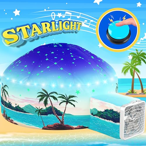 W&O Starlit Oasis Inflatable Fort with Lights & Sound - Fan Not Included | Starlit Oasis Aerodome with LED Lights, Sound Button, Glow-in-Dark Stars, Easy Entry/Exit. Fan Not Included, Ages 3-12 - color: Starlit Oasis