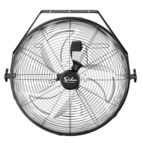 Simple Deluxe 18 Inch Industrial Wall Mount Fan, 3 Speed Commercial Ventilation Metal Fan for Warehouse, Greenhouse, Workshop, Patio, Factory and Basement - High Velocity - size: 18 Inch, style: 1 Pack