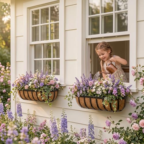 Y&M 3PCS 48" Horse Trough Coco Liners for 48 Inch Window Deck Box, Large Pre Formed Replacement Coco Liner for Window Box Planter - size: 48in 3Pcs