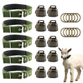 Goat Collars with Bells, 5 Pcs Adjustable Nylon Sheep Collar with 10 Pcs Anti-Lost Loud Brass Bell and Key Ring Baby Goat Supplies Accessories for Farm Animal Goat Sheep Cow Horse Dog