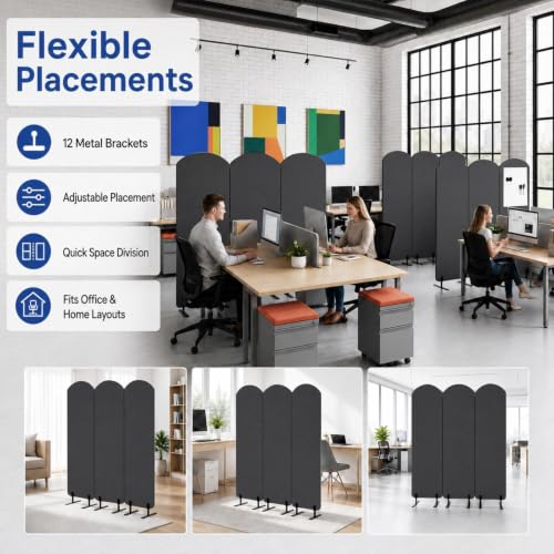 Portable Wall Divider, Office Partitions Room Divider wall with Whiteboard | 72 x 66 in Soundproofing Wall Divider, Cubicle Wall with magnet, thumbtacks, pen for Classroom Home Office School Hospital - color: Dark Gray